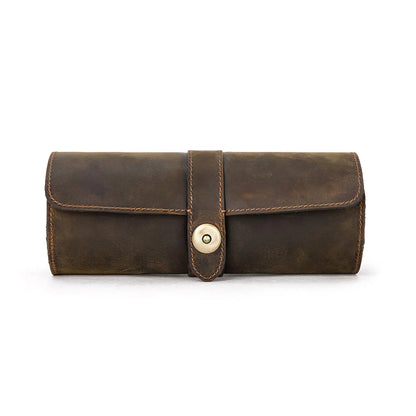 Vintage Leather Watch Roll Case